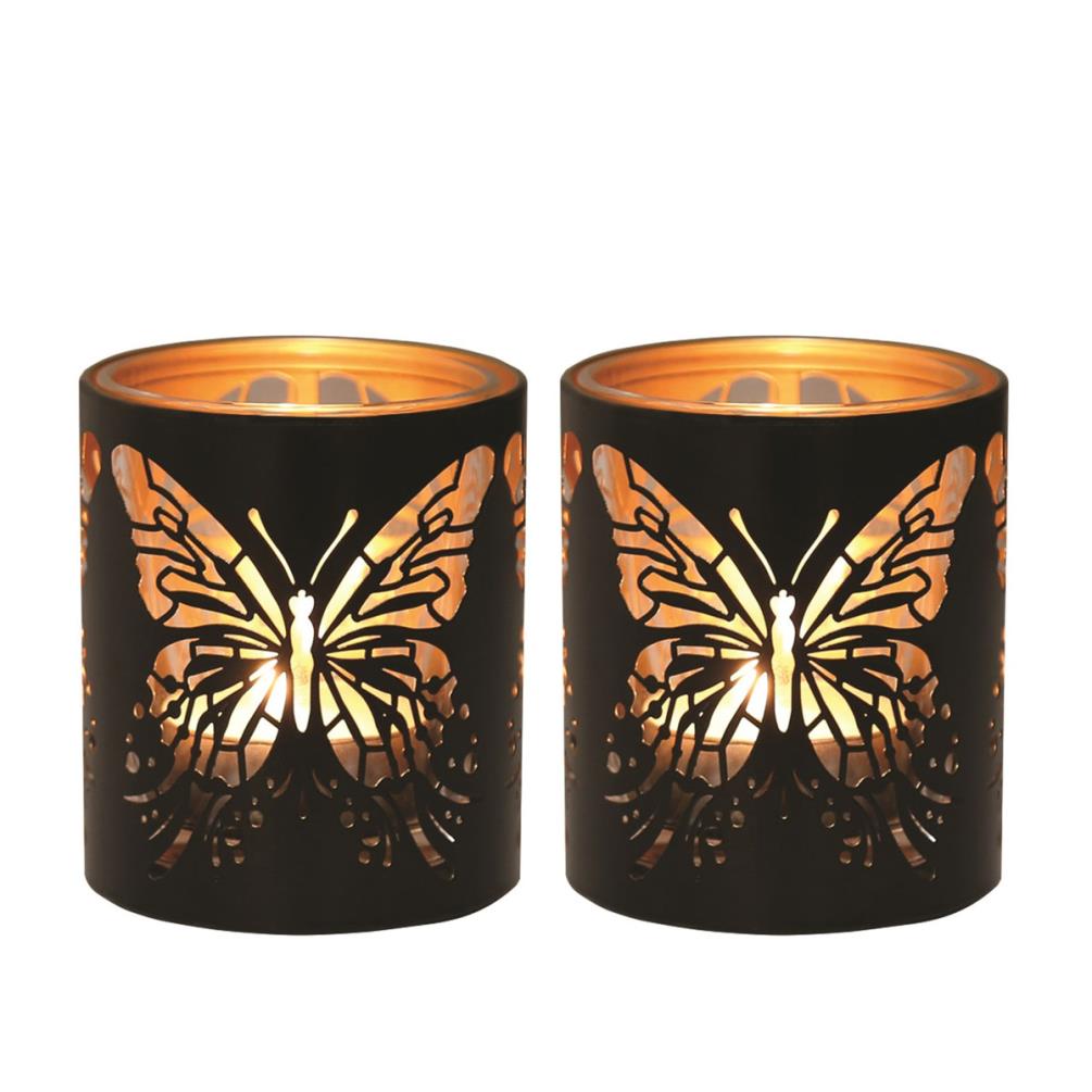 Aroma Black & Gold Butterfly 2 Tealight & Votive Holder Set £8.09